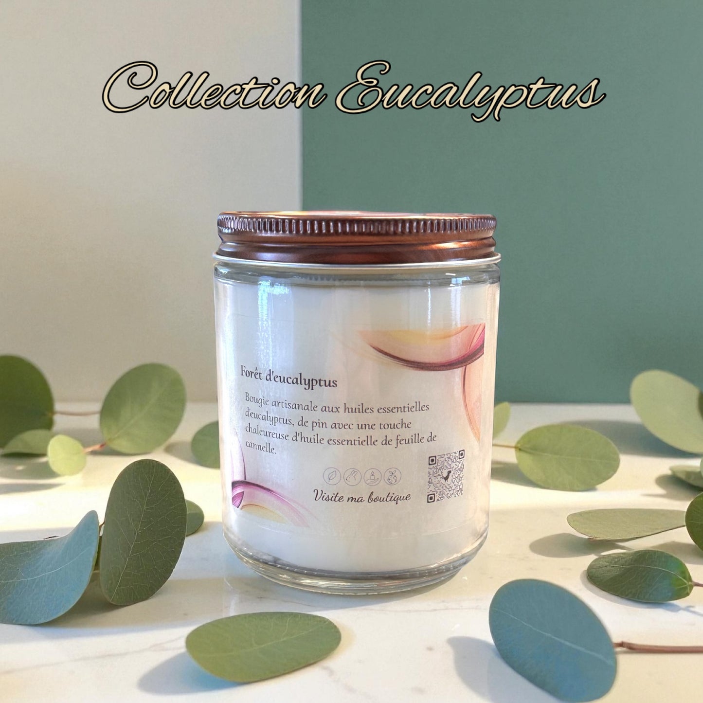 Bougie Forêt d'eucalyptus aux huiles essentielles gros format 205g