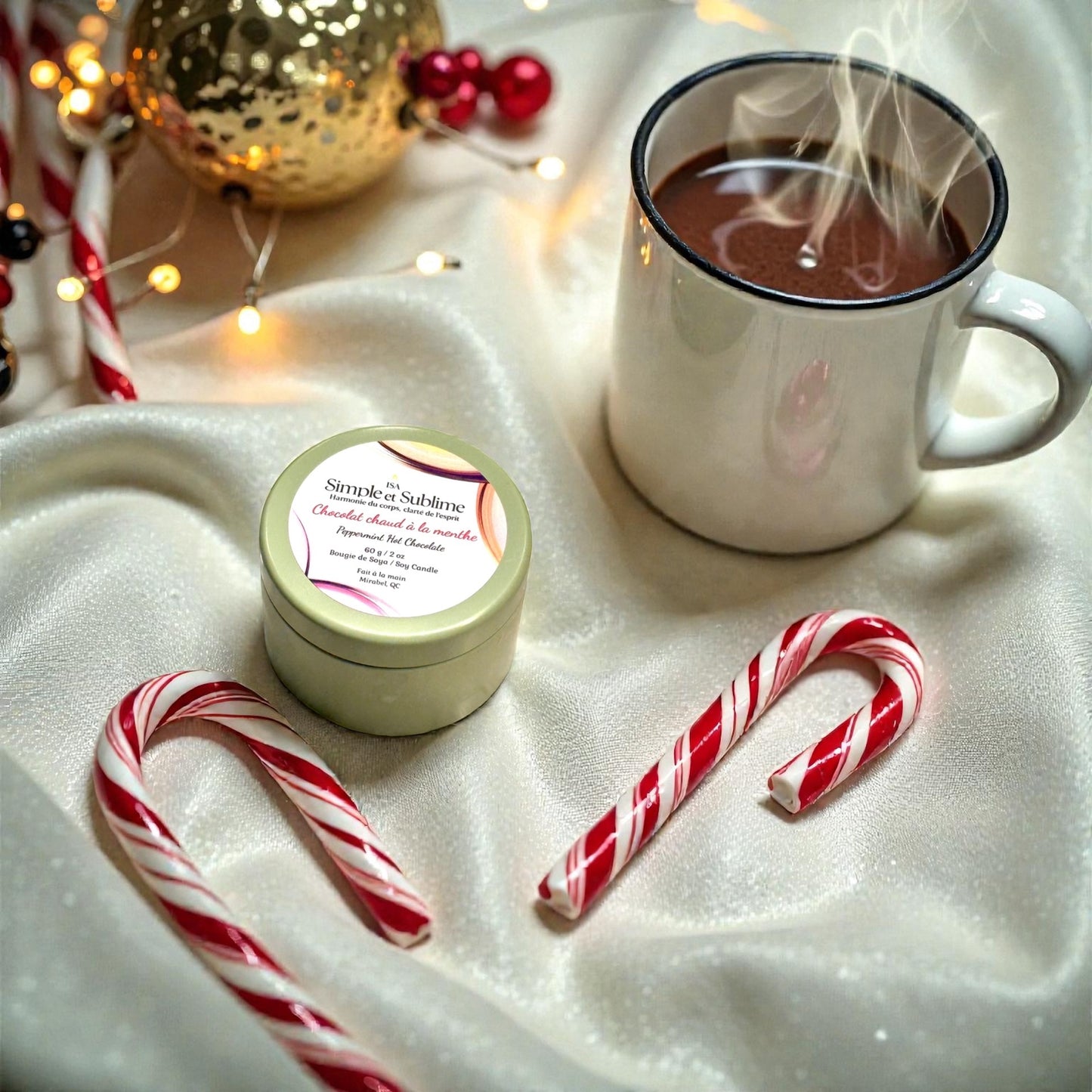 Bougie fragrance de Chocolat chaud à la menthe petit format 60g