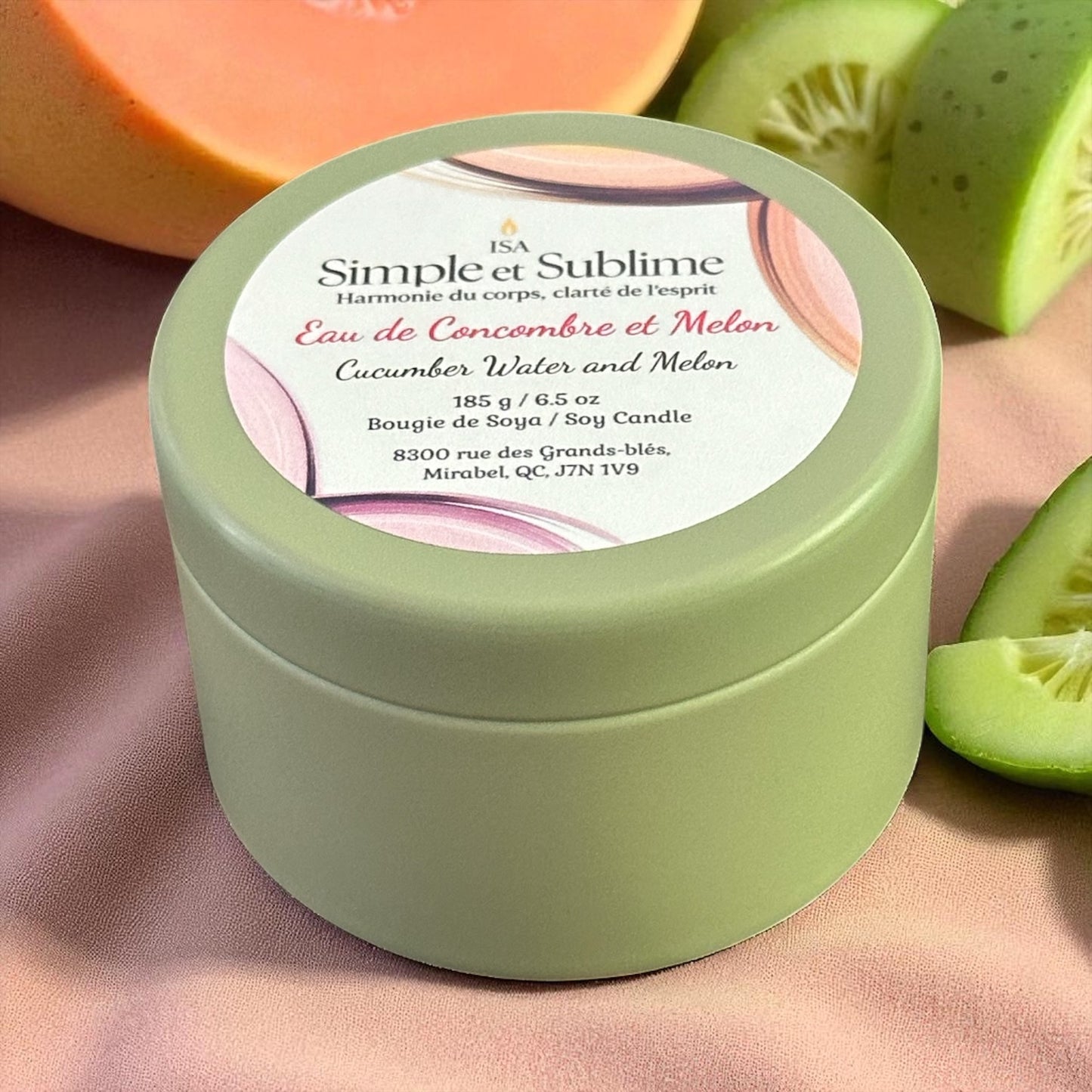Bougie Fragrance Eau de Concombre & Melon (ÉDITION LIMITÉE) petit format 60g