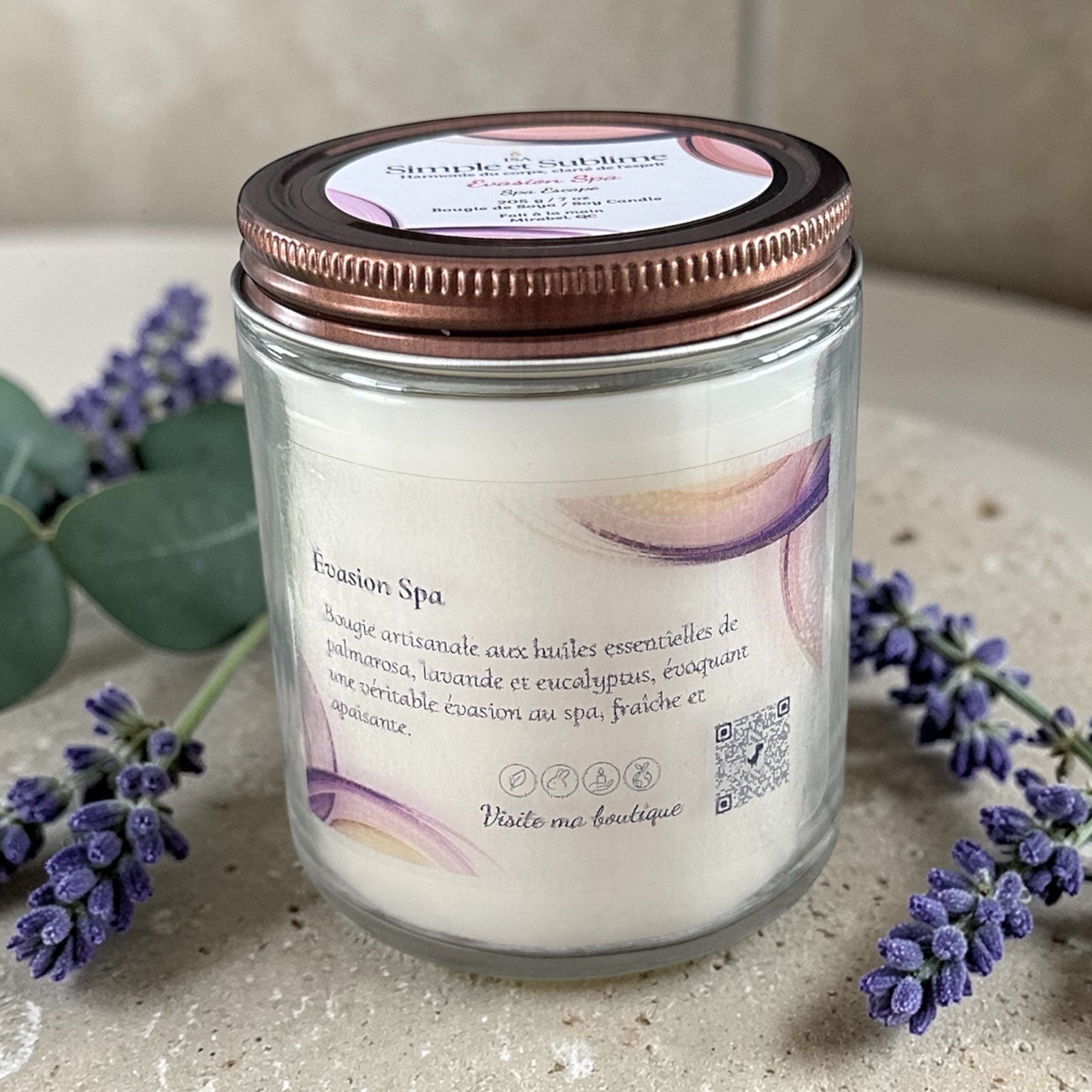 Bougie Évasion Spa aux huiles essentielles grand format 205g