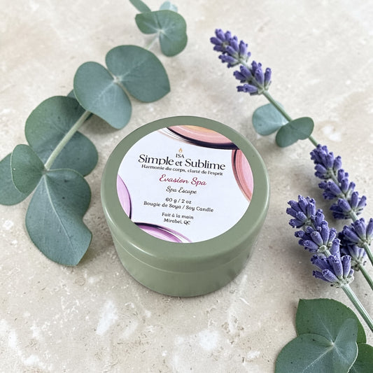 Bougie Évasion Spa aux huiles essentielles petit format 60g