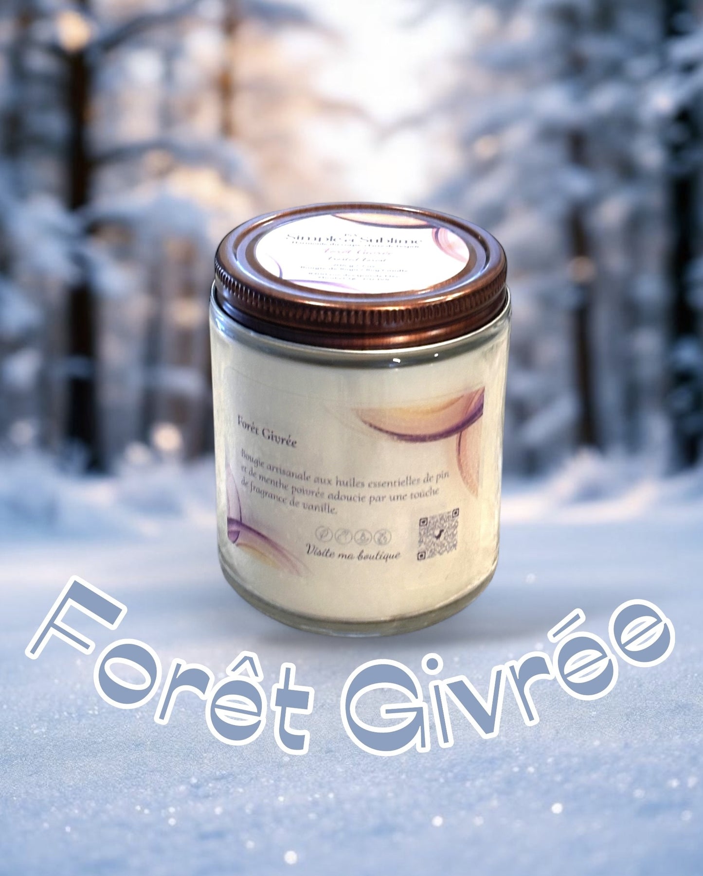 Bougie Forêt Givrée aux huiles essentielles grand format 205g