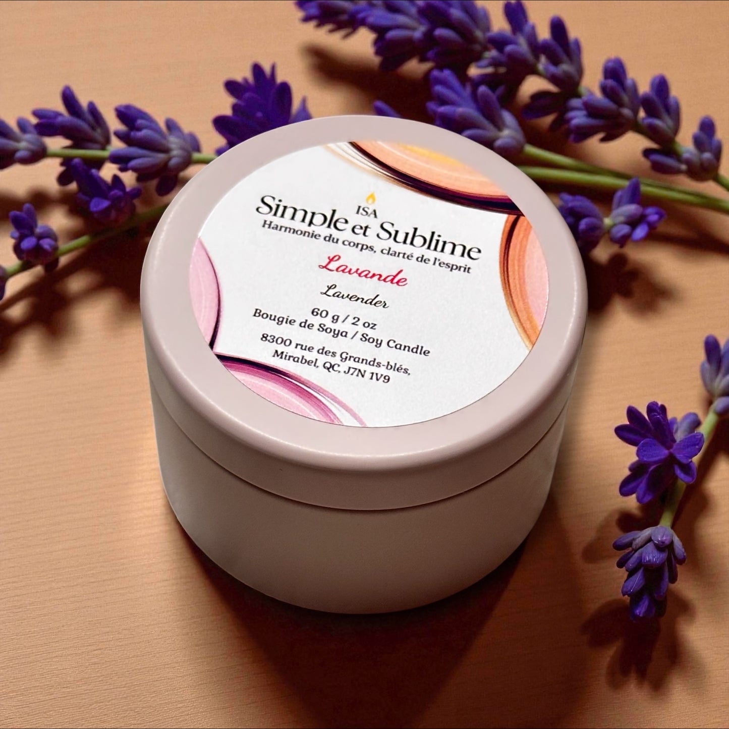 Bougie Lavande aux huiles essentielles petit format 60g